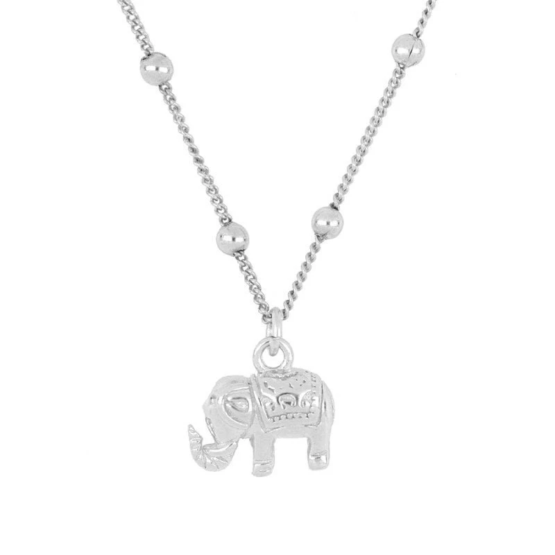 

ROXI 925 Sterling Silver Elephant shape Clavicle Jewelry Round Bead Chain Women Necklace