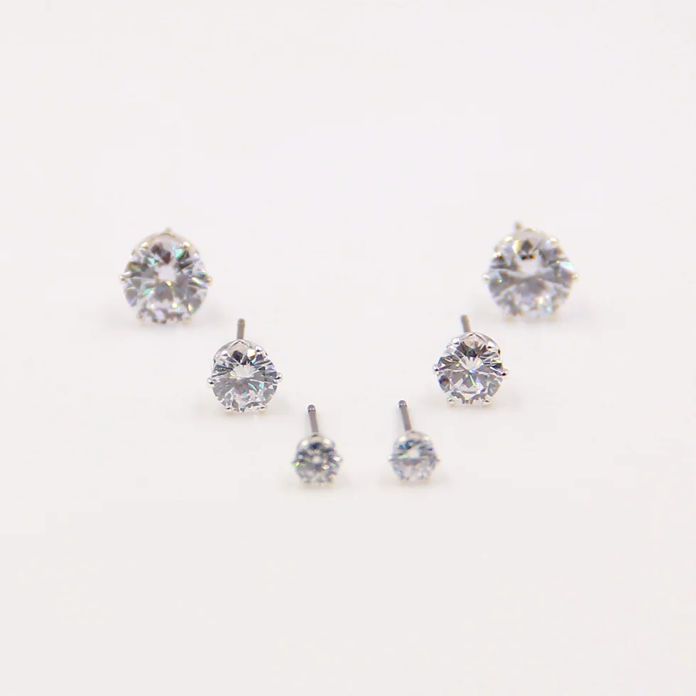 Fashion multiple 3 pairs/sets crystal cubic zircon stone stud earrings set for women