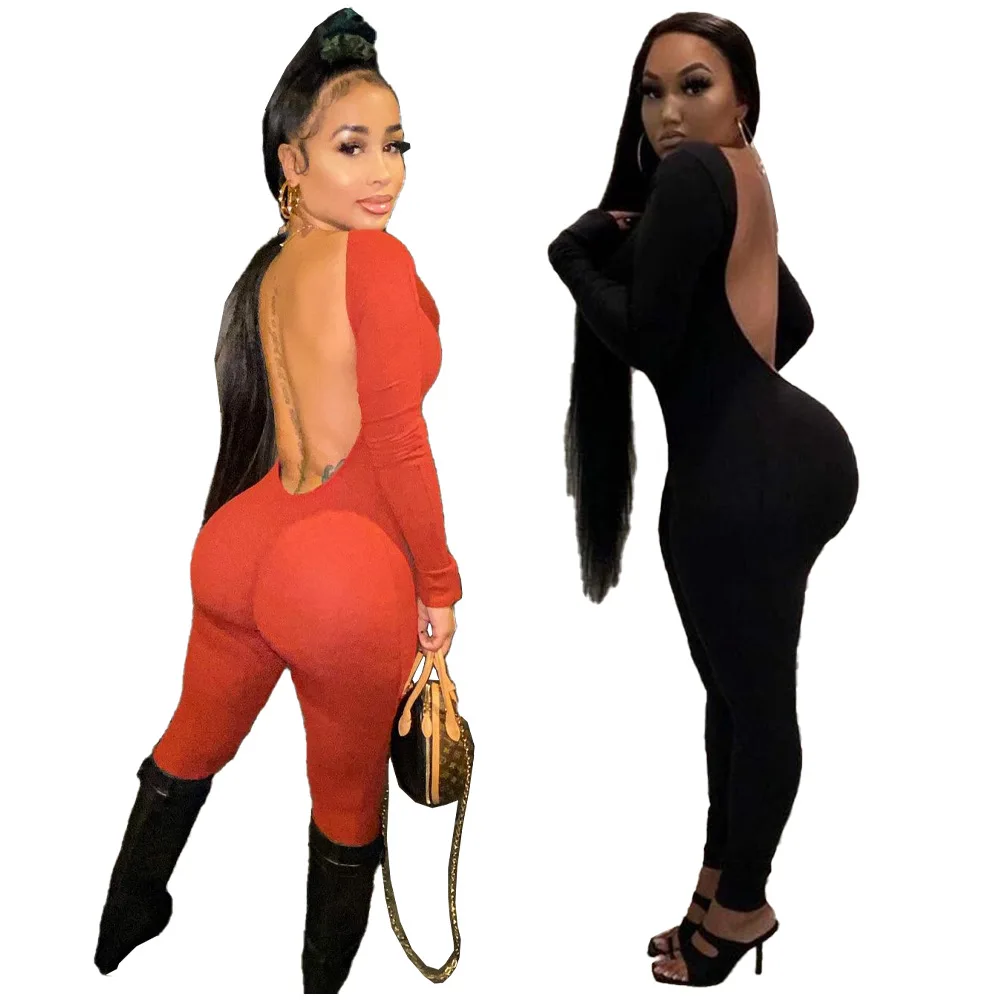 

Spring New Style Big Backless Sexy Long Pit Striped Jumpsuit Women'S Clothing