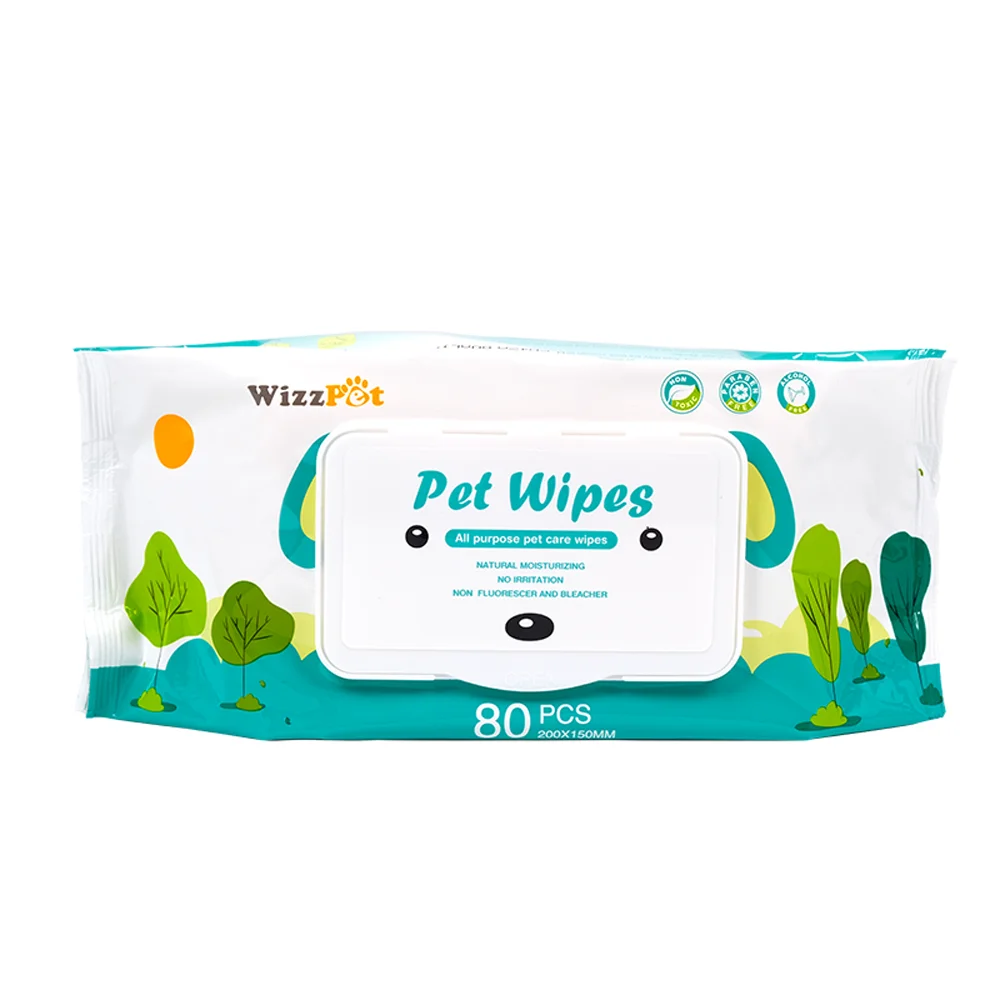 

Organic dog cat paw ear eye biodegradable bamboo fiber pet cleaning wipes for pet, White+blue