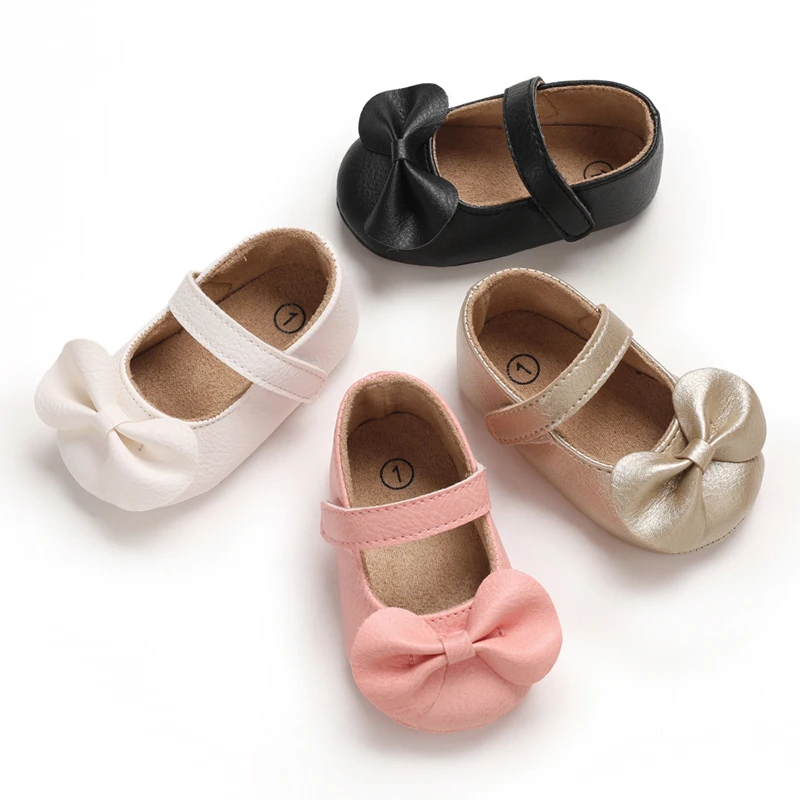 

Wholesale cheap Pu leather bowknot princess dress children kids mary jane leather baby shoes, White,black,gold,pink