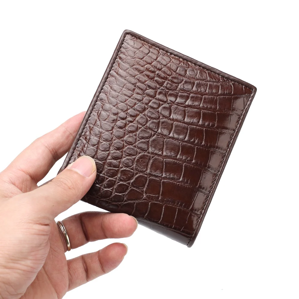 

New style high-end custom leather wallet unisex genuine crocodile skin notecase fashion popular hand-made luxurious wallets, Brown / black