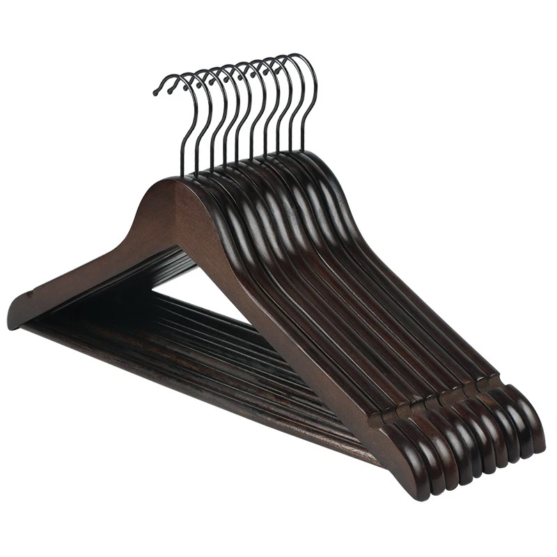 

High Quality Wholesale Custom Clothes Hanger Dark Wooden Hangers For Clothes And Coats, Natural, black or customized