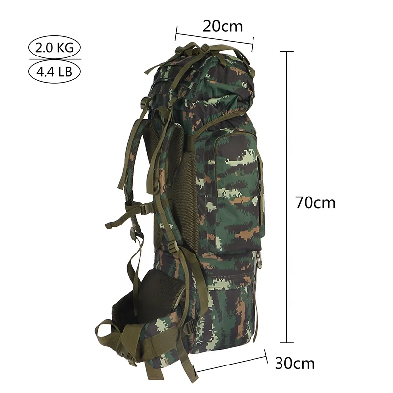 

65L camouflage large capacity Oxford fabric mountaineering backpack tactical hiking backpack waterproof tactical backpack, Tabby camouflage