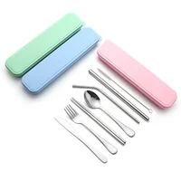 

Utility Cutlery Set 7 Piece Straw Chopsticks Knife Fork Spoon Set for Home Use/Travel/Camping Cutlery Set in Case