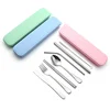 Utility Cutlery Set 7 Piece Straw Chopsticks Knife Fork Spoon Set for Home Use/Travel/Camping Cutlery Set in Case