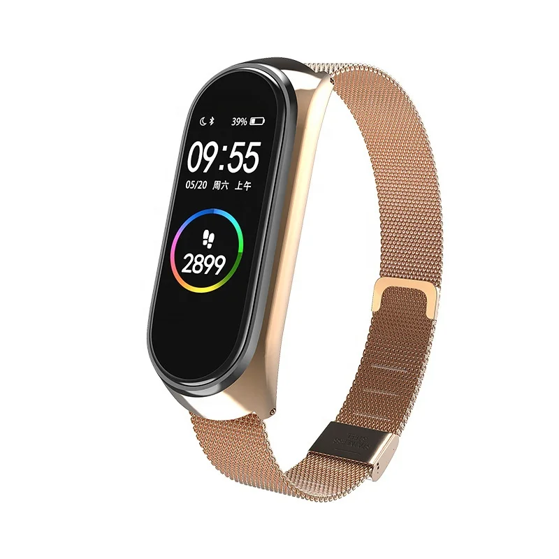 

2021 New Product Mi Band Metal Nice Milan Mesh Belt Stainless Steel Replacement Buckle Strap Wristband For Xiaomi Mi Band 3 4, 10 colors
