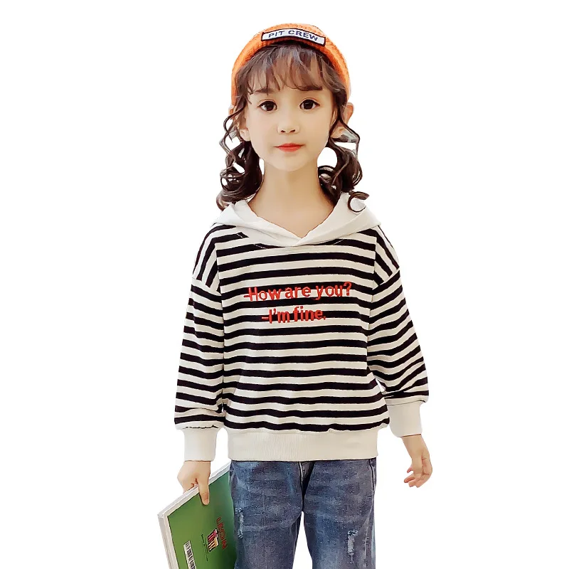 
Autumn 2020 New Korean Girls Long sleeved Striped Hoodie  (1600107669525)
