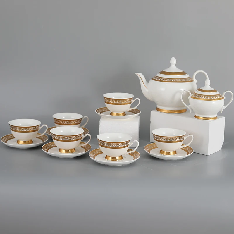Wholesale High Quality Tea Pot Set With Cups Gold Rim Buy Tea Pot Set