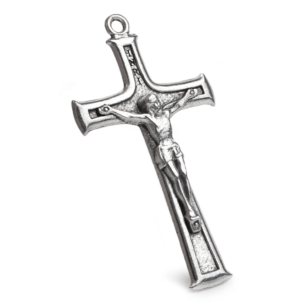 

Medugorje 40mm Alloy Metal Jesus Crucifix Pendant for Jewelry Making Catholic Cross