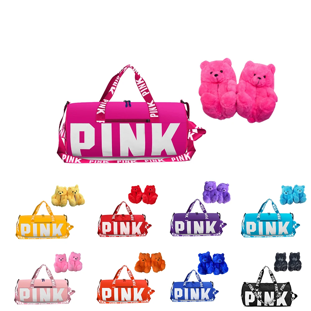 

New Arrivals Teddy Bear Slippers Plush Designer Fuzzy Fluff Winter Home Slippers Adult Pink Duffle Bag And Teddy Bear Slipper, 9 colors