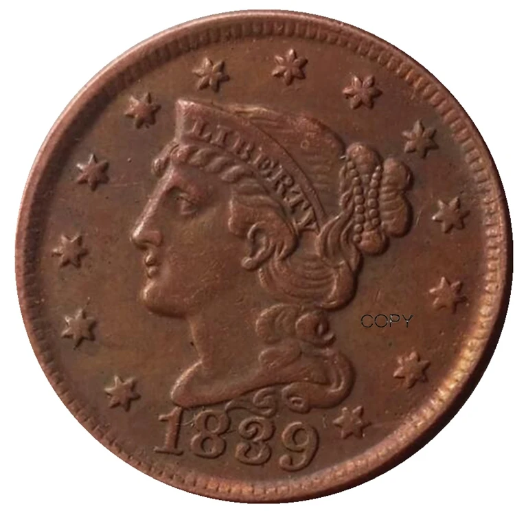 US 1839 Large Cents Copper Rep