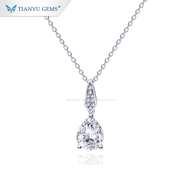 

Tianyu gems Holiday jewelry promotion custom white gold moissanite diamonds necklace for women