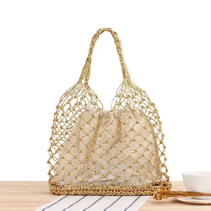

RTS ins solid color sen straw woven bag ladies summer bucket bag beach vacation handbag, Customizable