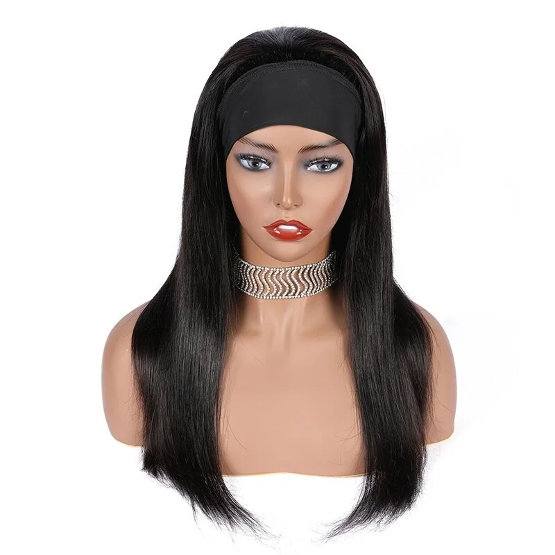 

Hot Sell Raw Indian Virgin Remy Human Cuticle Aligned Straight Hair None Lace Wigs For Black Women Glueless Headband Wig