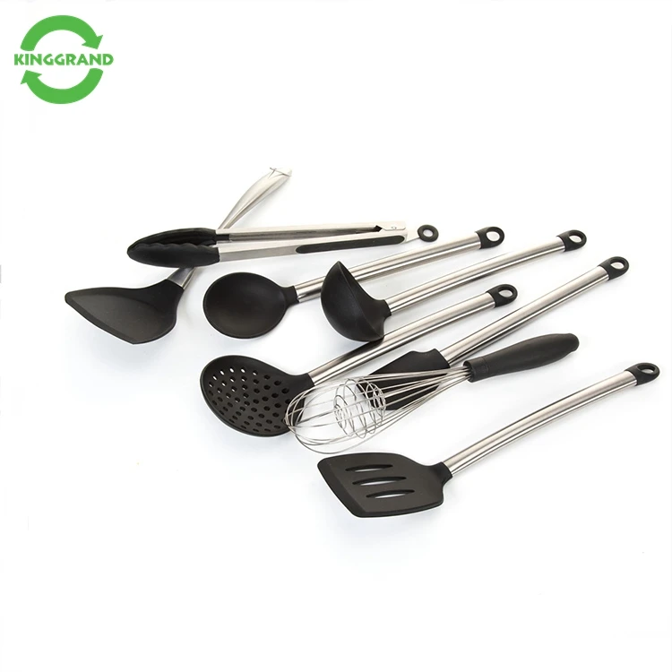 

Wholesale Non-Stick 8pcs Stainless Steel Silicone Kitchen Cooking Utensil tools Sets, Grey,red etc,can be customize