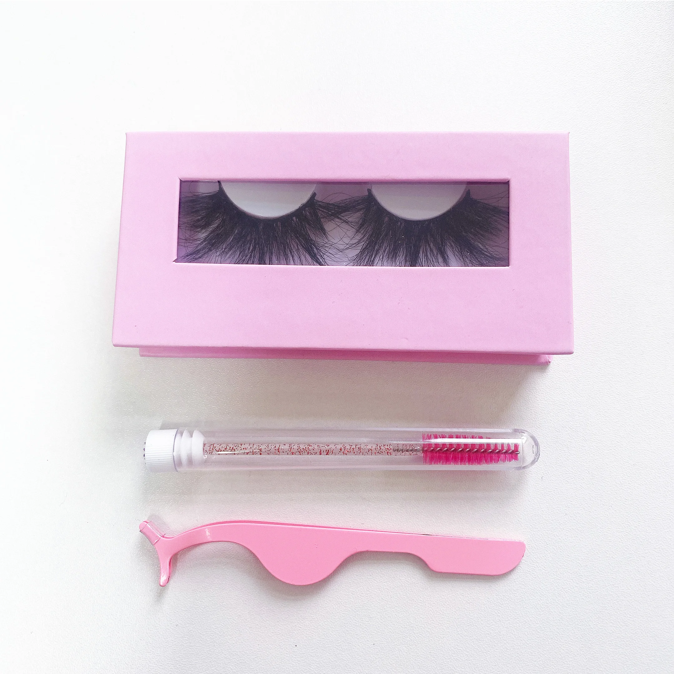

Hot Selling eye lashes wholesale vendor 25mm eyelash custom eyelash box real mink pink lash cases mink lashes, Black color