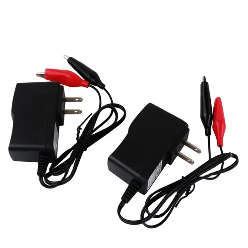 

New 6V 12V 1A Children Bicycle Toy Car Storage Battery Charger 12V 1A Lead Acid Battery Charger, Black