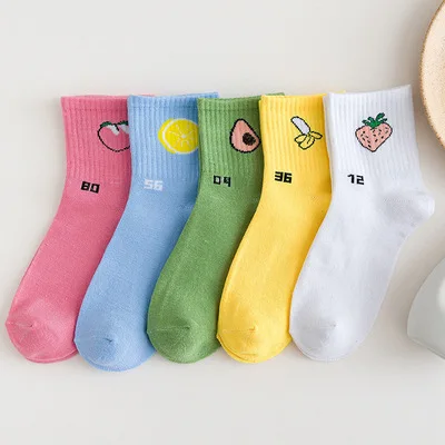 

sxx263 Middle socks stockings autumn and winter student cute cartoon fruit high socks, Picture display