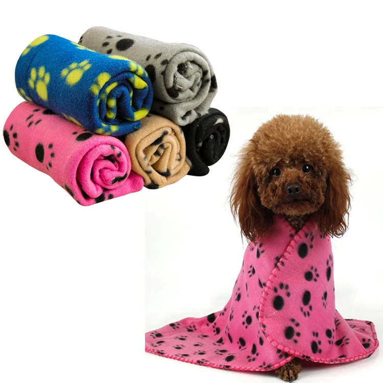 

Manufacturer wholesale multi-colors paw print pet dog soft blanket, Khaki,blue,pink,grey,black