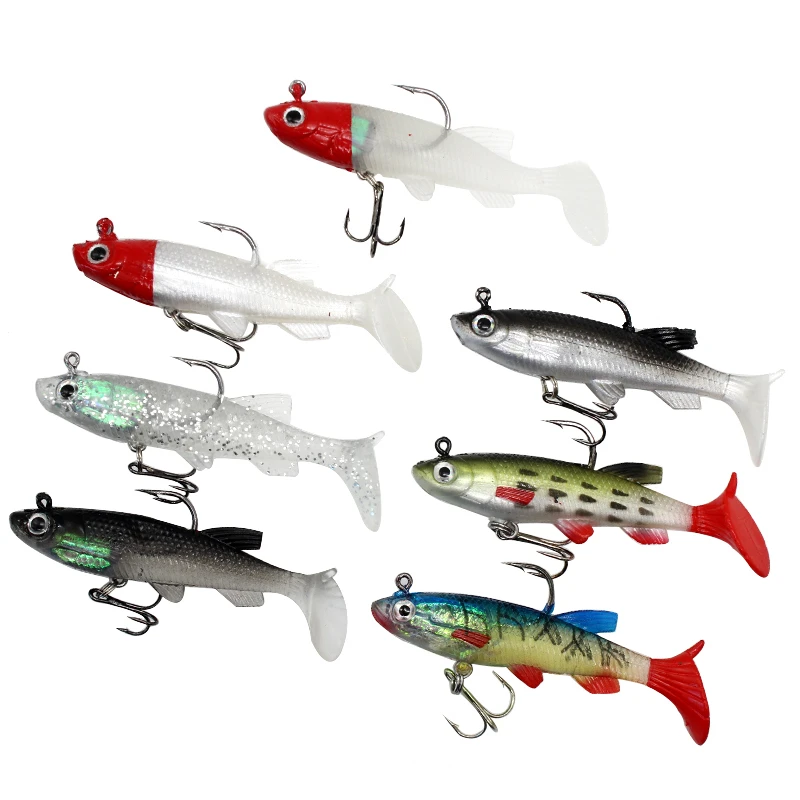 

Free sample 9cm 14g Fishing Lure Bait Artifical leurre de peche souple Iscas Pesca Lead Head Fishing, 7colors