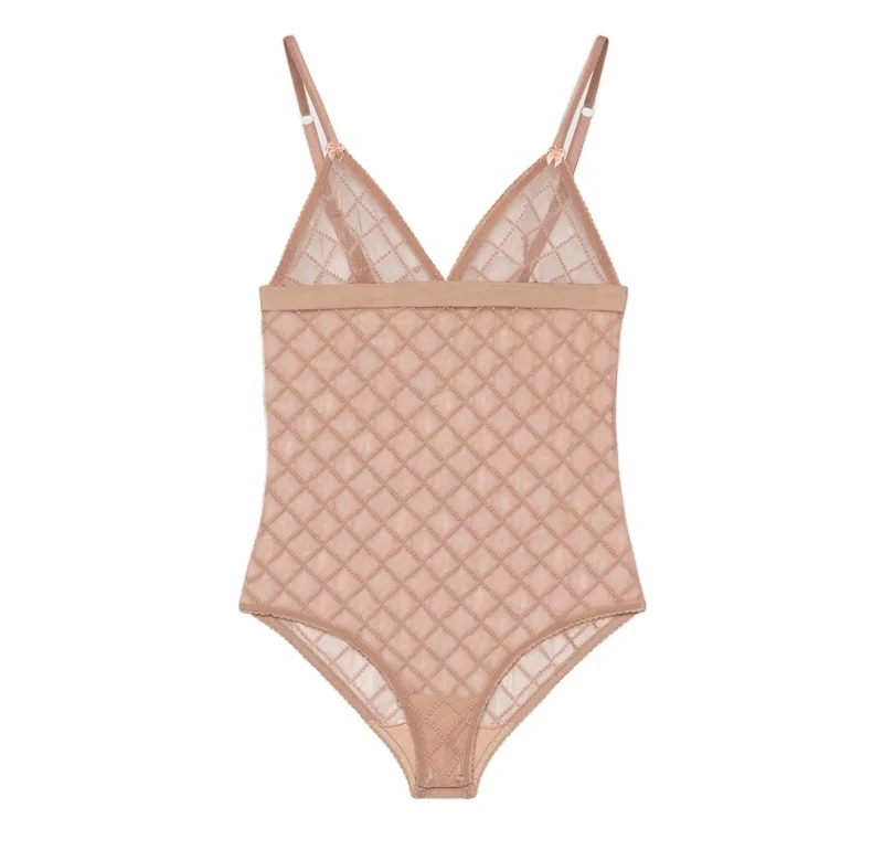

Fashion Brand Letters Lace Mesh Bodysuit Underwear Sexy Lingerie for Women