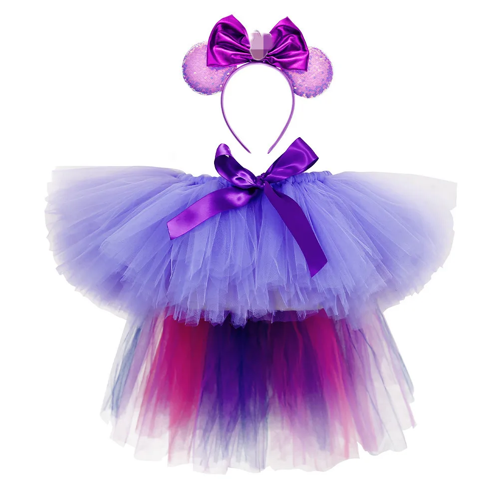 

Mini Fluffy Layered Tulle Ballet Dance Tutu Skirt Kid Little Princess Dress Up Costume With Rainbow Tail, Picture shows