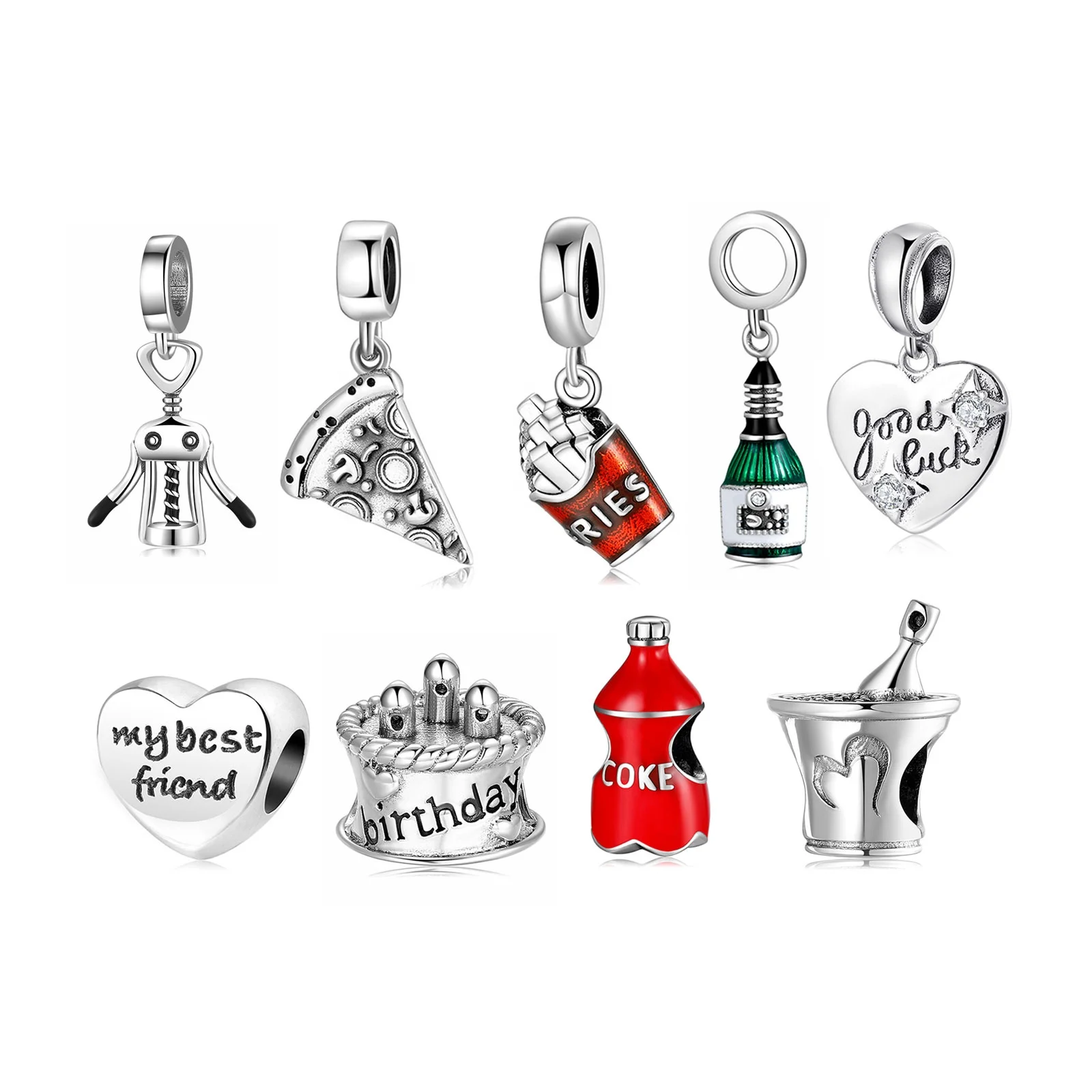 

Real 925 Sterling Silver My best Friends Beads Charms fit Charms Bracelets Jewelry Woman Accessories Friendship Gift Hot Sale