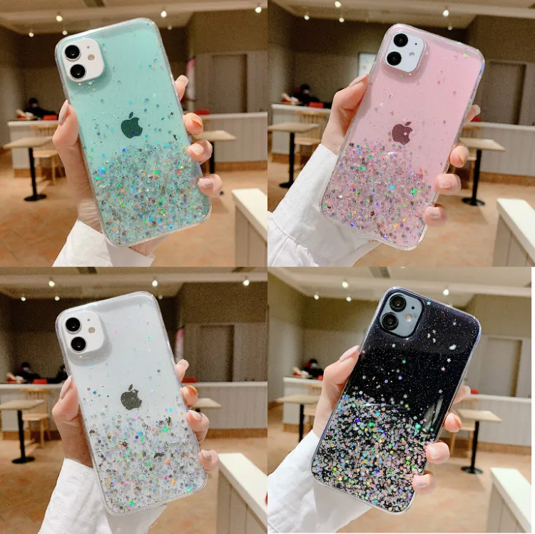 

Shiny Luxury Case For iPhone 12 max 12pro 11pro XS 7 8 Foil Sequin Sparkly TPU Back Cover, Colorful