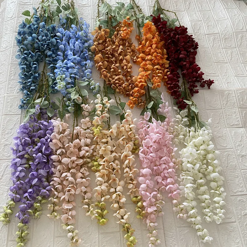 

F-W0163 Wisteria Flower Vines Garland 3 Stems Artificial Hanging Flower Strings for Wedding Garden Decoration Silk Flower