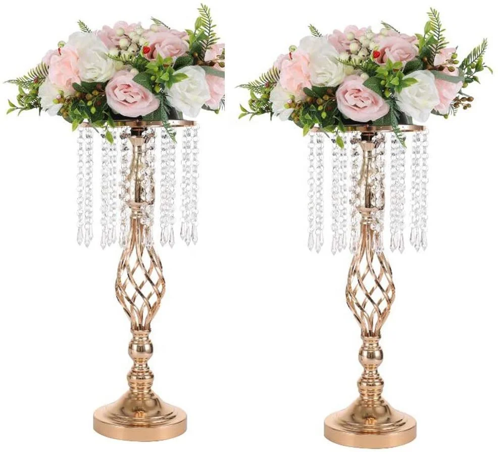 

Metal Flower Arrangement Stand for Party Home Wedding Decoration Table Centerpieces with Crystal Chain Wedding Accessories