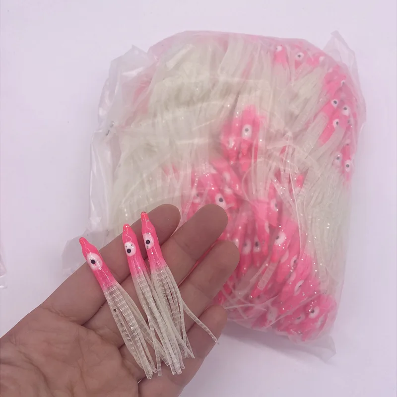 

Free sample Peche needle-like 6cm rubber octopus Squid artificial plastic Soft bait skirts tube fishing lures For Jigs Tuna, 2 colors