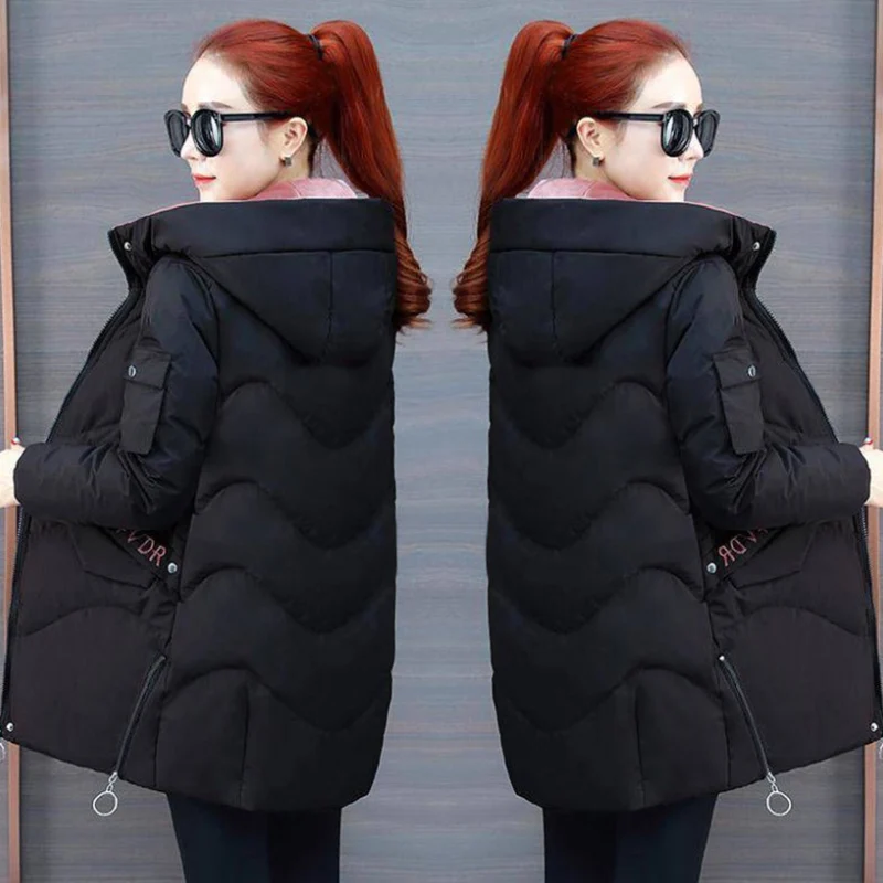 

Long Women Winter Jacket Plus Size Stand Collar Thick Parkas Hooded Loose Black Puffer Jackets Solid coat 2021, Many
