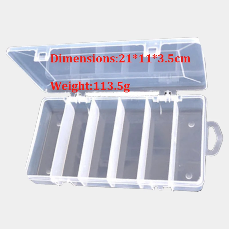 

Wholesale  transparent 6 compartment plastic hook bait fishing tackle box lure box