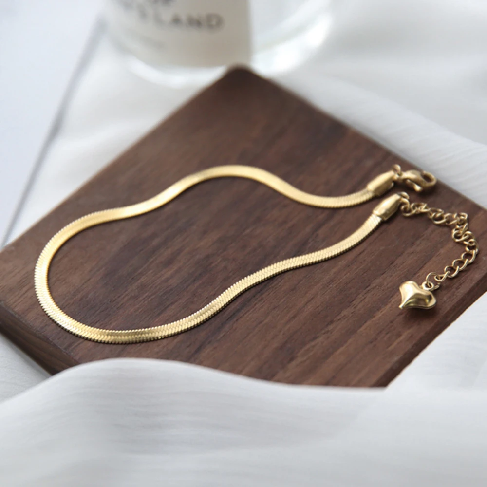 

18K Gold Plated Bracelet Women Snake Chain Bracelet Anklets with Extender