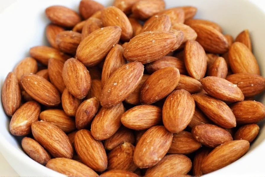 Various serving options for cinnamon roasted almonds including salad topping and yogurt garnish