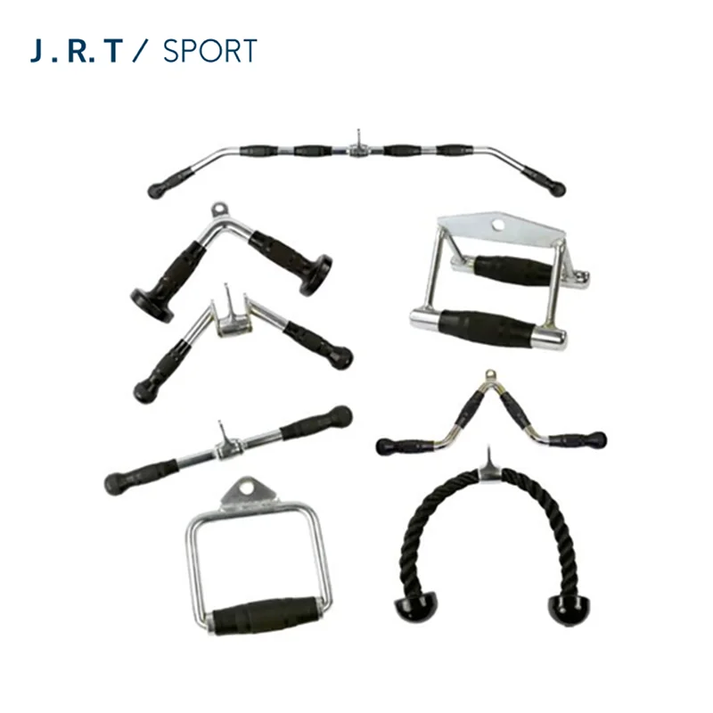 

High Quality Cable Attachment Tricep Rope D row Handle Rotating Straight Bar Gym Equipment Accessories, Custom color