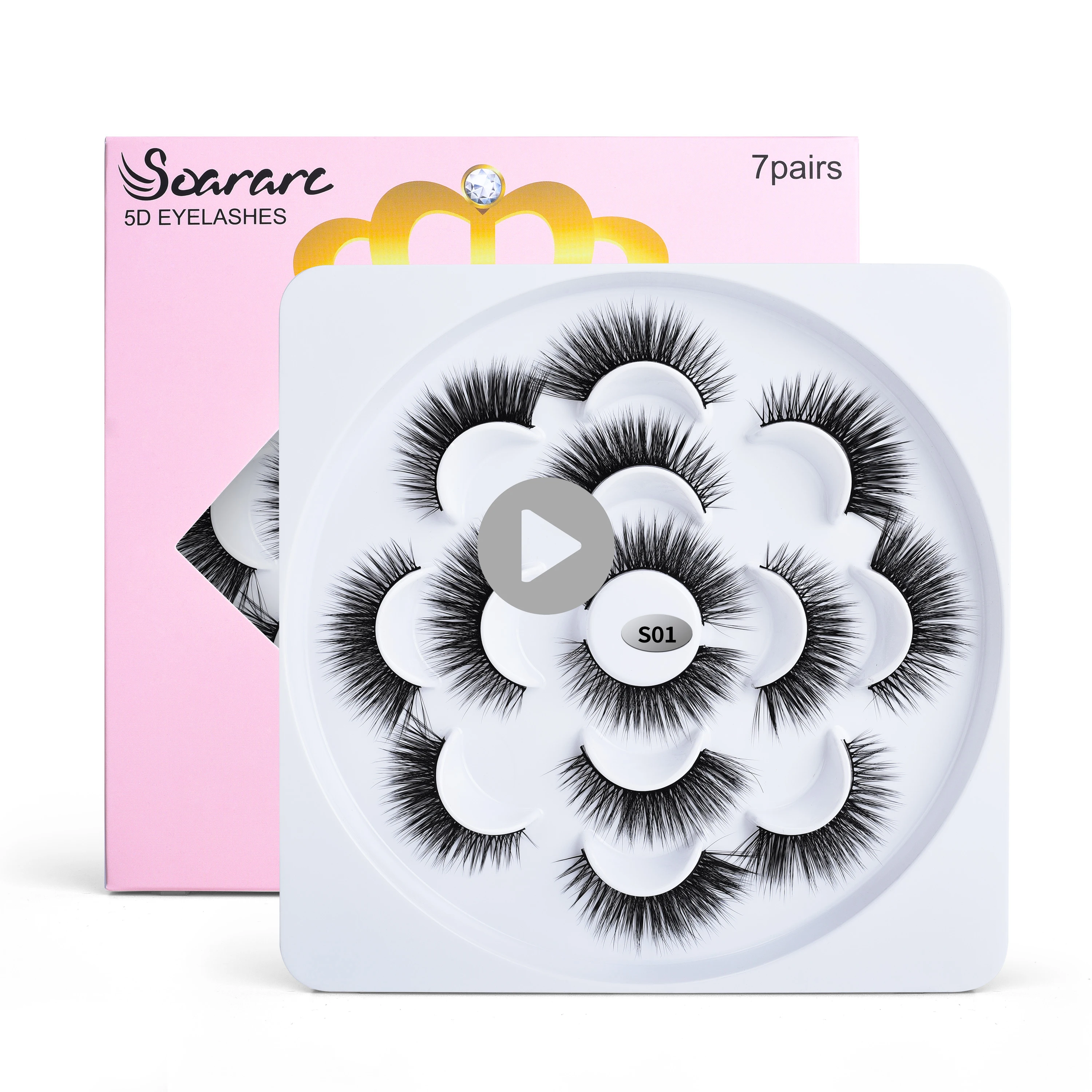 

7pairs 5D Long Lashes Set Eyelash Extension Private Label Cosmetics Silk False Eye Lashes Silk False Eyelash, Black