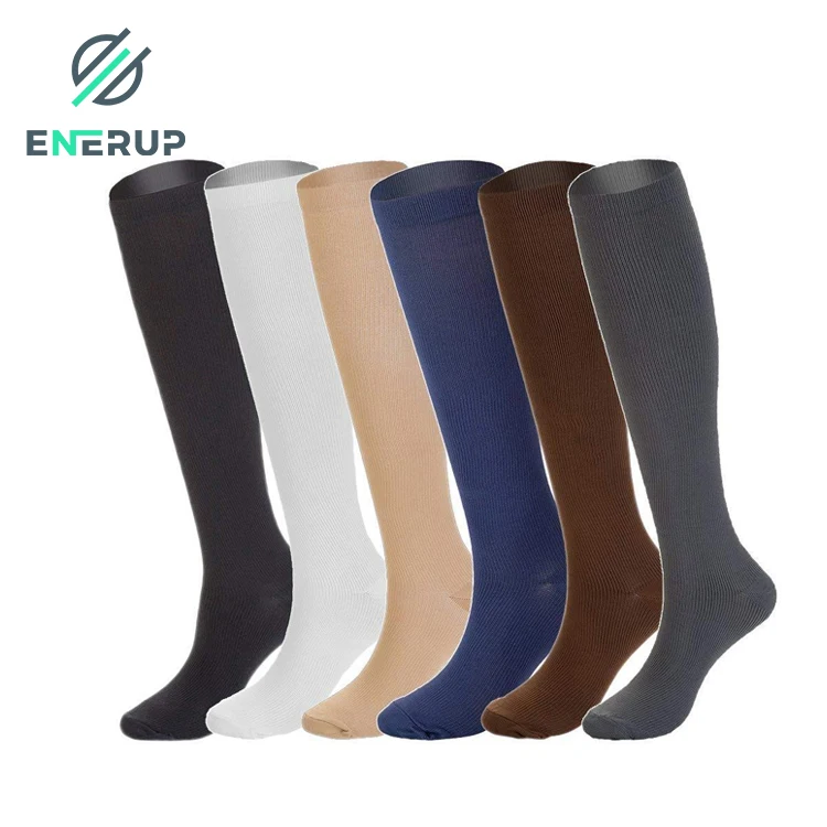 

Enerup compression socks nylon solid knee hight 15-20mmhg Anti-Bacterial Breathable nurse compression socks