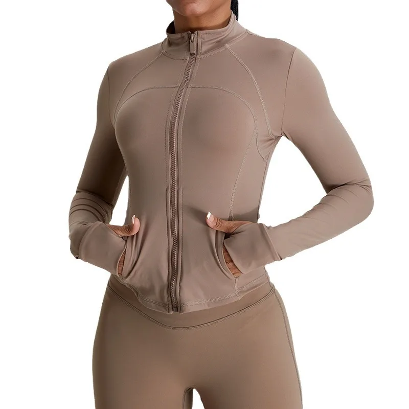 Long Sleeve Autumn Fitness Sport Yoga Coat Women's Lightweight Full Zip Running Track Jacket Yoga Jacket