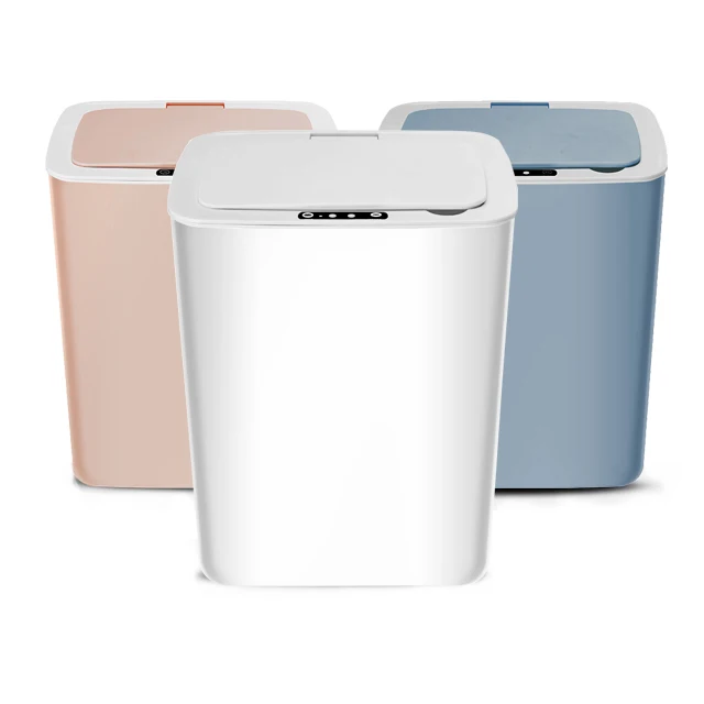 

12L Large Smart Induction Trash Can Infrared Sensor Automatic Trash Bin Kitchen Bathroom Home Intelligent Electric Garbage Bin, White, blue, pink