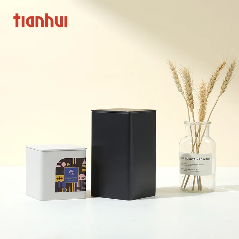 
Small Square Black Weed Cookie Chocolate Metal Tea Box Tins Can 