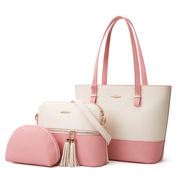 

oem handbag PU Luxury 3 Pcs/set Women Handbags And Purses Large Capacity Ladies PU Leather Shoulder Bags Women trendy bags, Customized colors