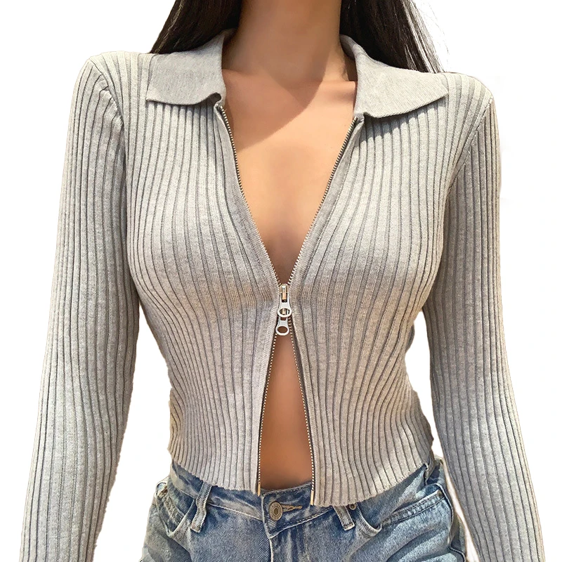 

RTS high quality autumn&winter explosions zipper half-high collar knit women's sweater shirt