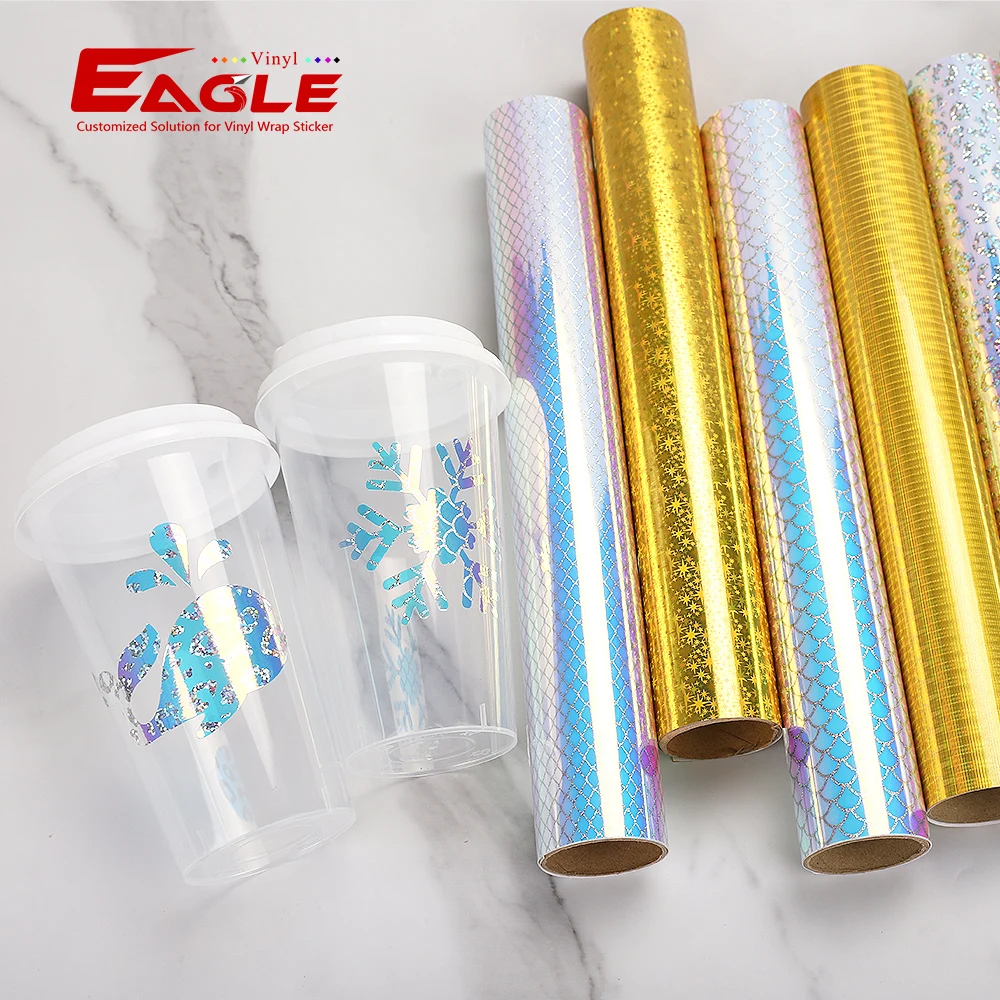 

New Product Cutting Plotter DIY Craft Cricut Rainbow Holographic Opal Sticker Glitter Self Adhesive Vinyl Film Roll