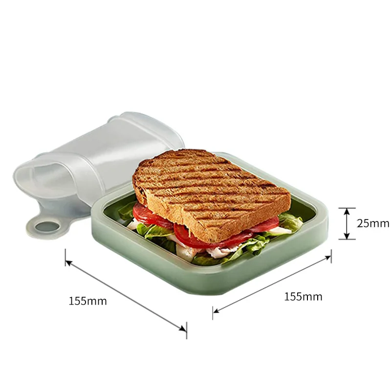 

Portable Reusable Mini office outdoor PP Silicone Food Lunch Bento Boxes Sealed Fresh Keeping Sandwich Bread Container