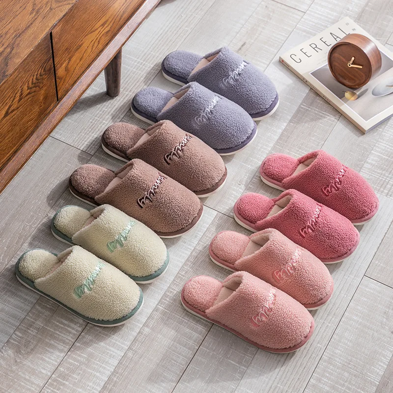 

wholesale Custom logo winter slipper plush indoor slippers for men