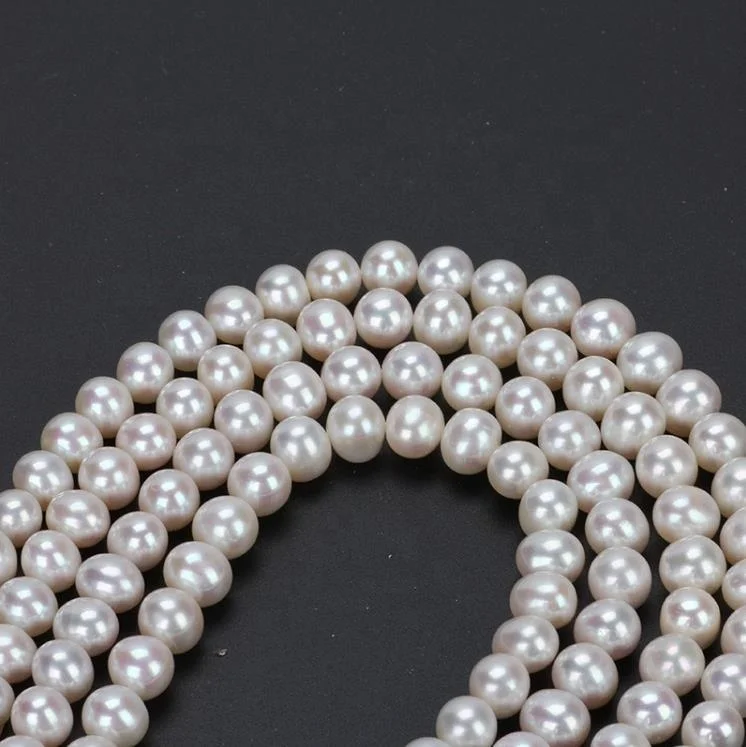 

Grade 3A round freshwater pearl chains zhuji china high quality flawless cultured pearl string round pearl strand, White ,pink ,purple