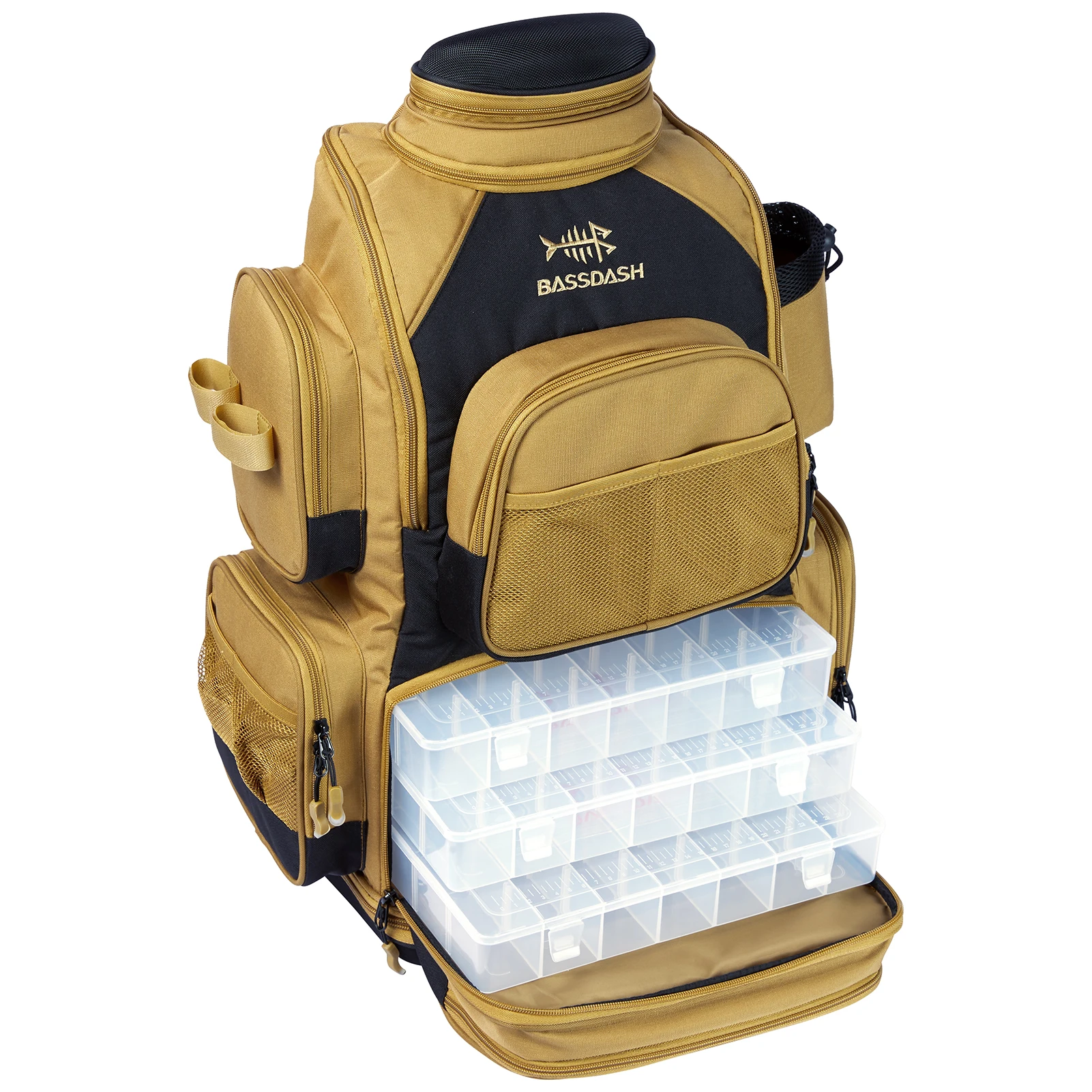 

Bassdash Water Resistant Fishing Tackle Backpack [3670] Tactical Bag With Trays