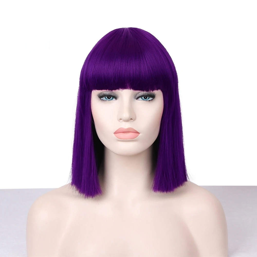 

Model Qi Bangs Rose Net Short Straight Hair Cosplay Wig One Piece Dropshipping